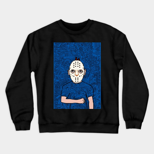 Unleash Pixel Perfection - A MaleMask NFT with PixelEye Color and DoodleGlyph Artistry Crewneck Sweatshirt by Hashed Art